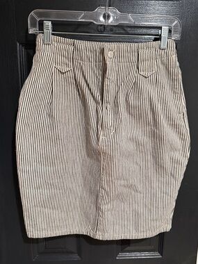 Calvin Klein Beige and Black Striped Pencil Skirt